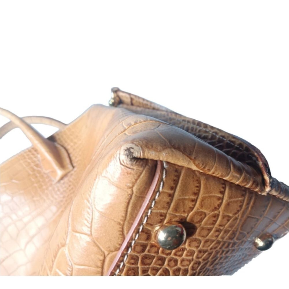 Lacucci Italian Leather Satchel Large Handbag Bag Crocodile Embossed Brown Tan - Picture 16 of 16